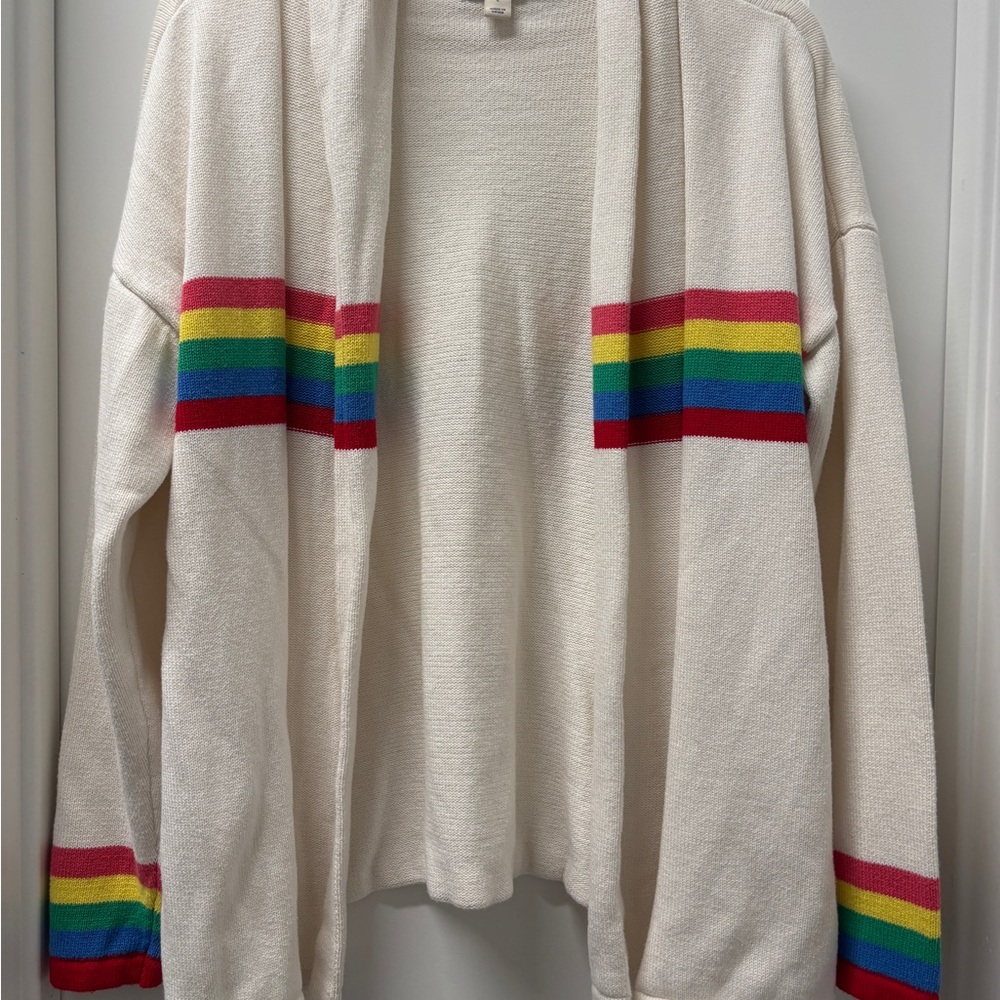 Style & Co. Cardigan with Rainbow Stripes- Size L